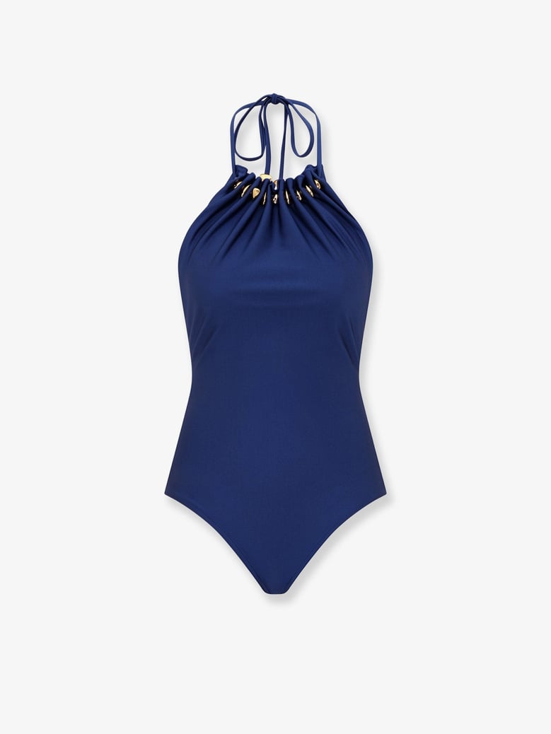 one-piece swimsuit aster shiny nylon blue by Selfnex