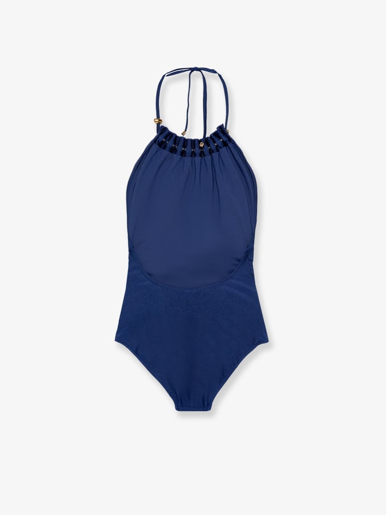 one-piece swimsuit aster shiny nylon blue by Selfnex