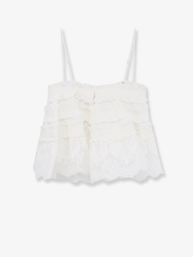 bandeau top alchemy shirred white by Selfnex