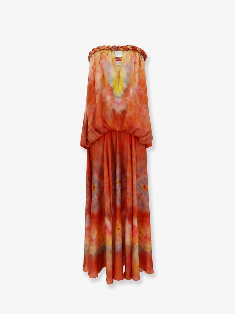 bandeau gown luna twist orange silk by Selfnex
