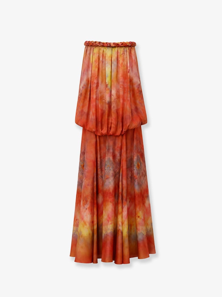 bandeau gown luna twist orange silk by Selfnex