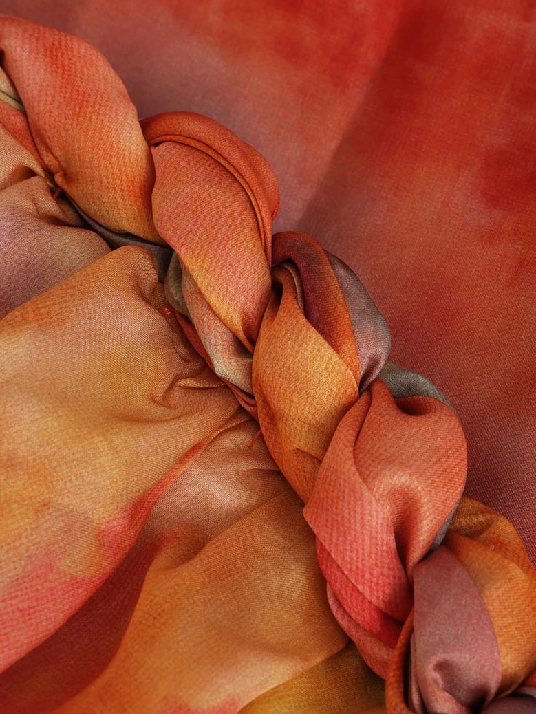 bandeau gown luna twist orange silk by Selfnex