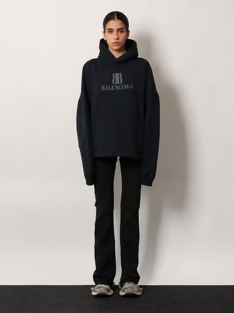 sweatshirt cropped cotton black by Selfnex