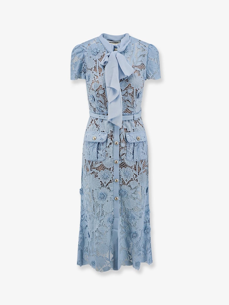 lace dress with belt blue by Selfnex