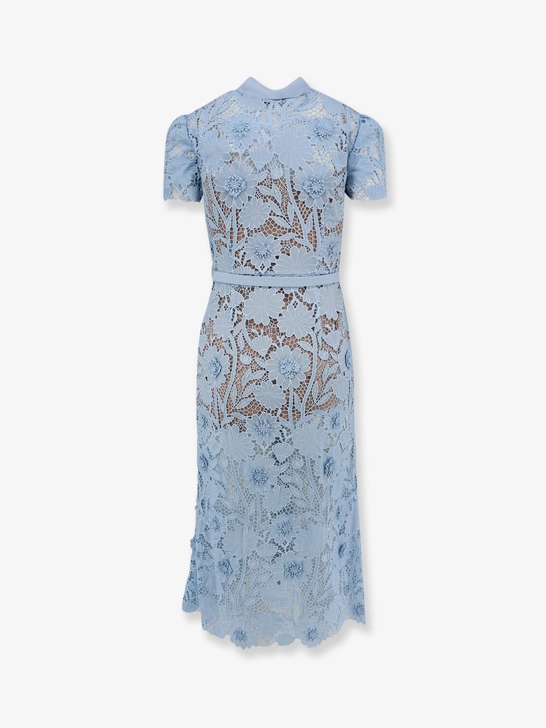 lace dress with belt blue by Selfnex