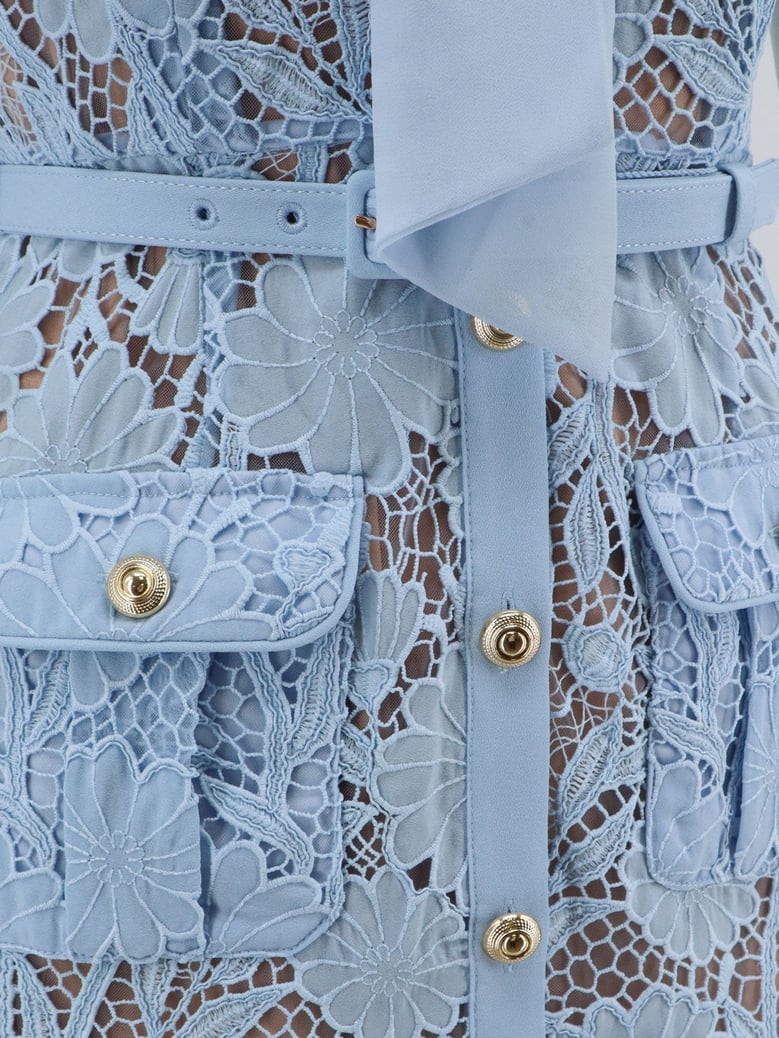 lace dress with belt blue by Selfnex