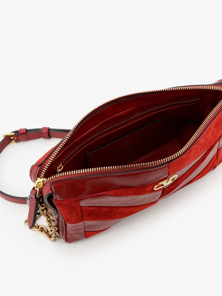 crossbody bag panthea suede & leather red by Selfnex