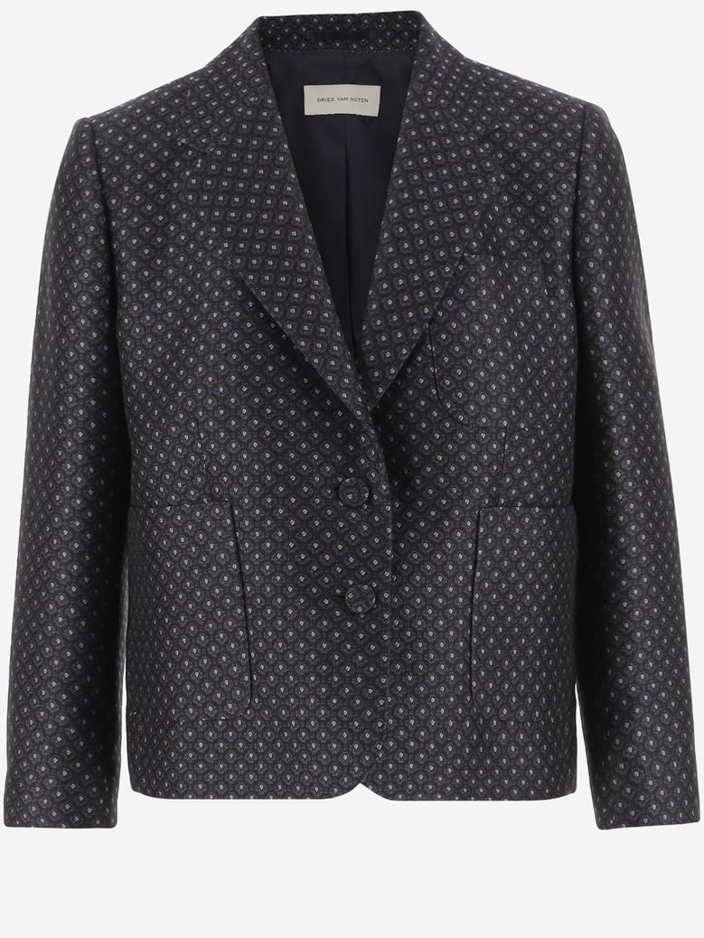 wool-blend jacket navy by Selfnex