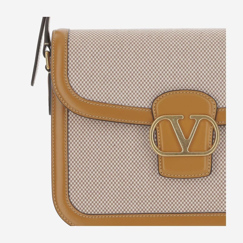 canvas shoulder bag with leather trim by Selfnex