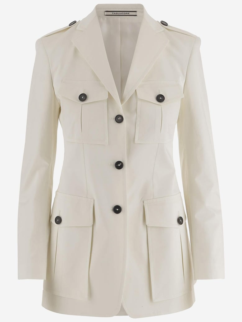 jacket stretch cotton white by Selfnex