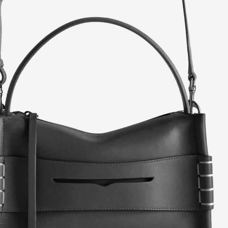 small leather loafer bag with logo by Selfnex