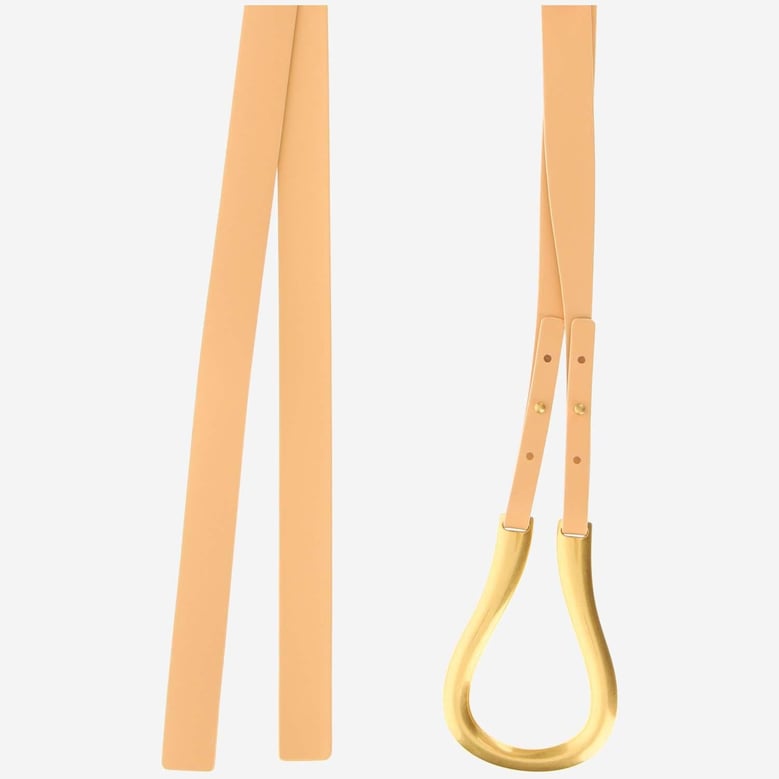 belt in french calf almond/gold by Selfnex
