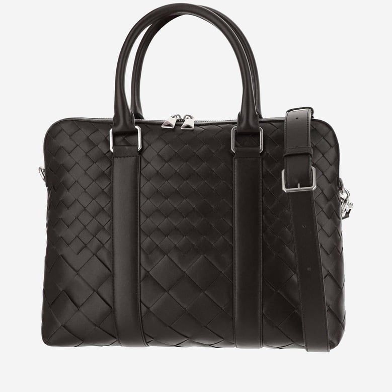 slim woven calfskin business bag by Selfnex
