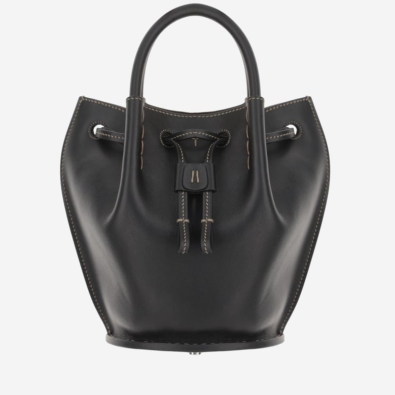 leather bucket bag black by Selfnex