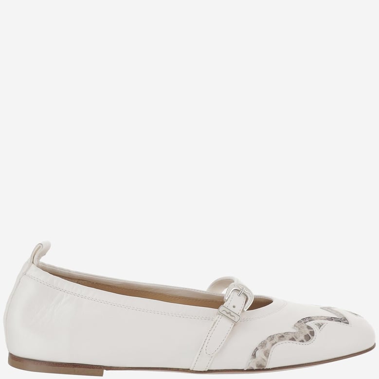 ballerina flats white nappa & python by Selfnex