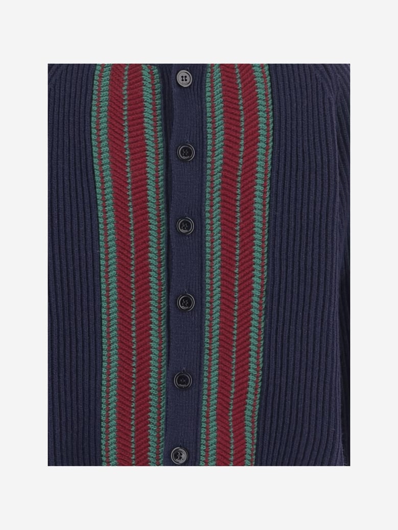 wool cardigan with contrasting stripes by Selfnex