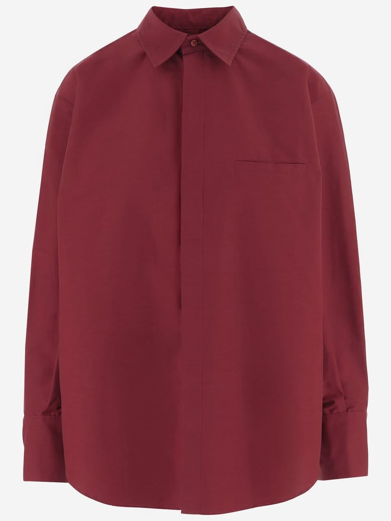 shirt with ruffled back red by Selfnex