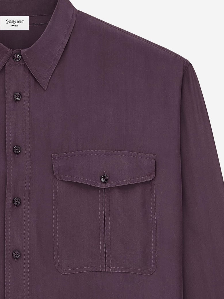 shirt in viscose and silk, dark purple by Selfnex