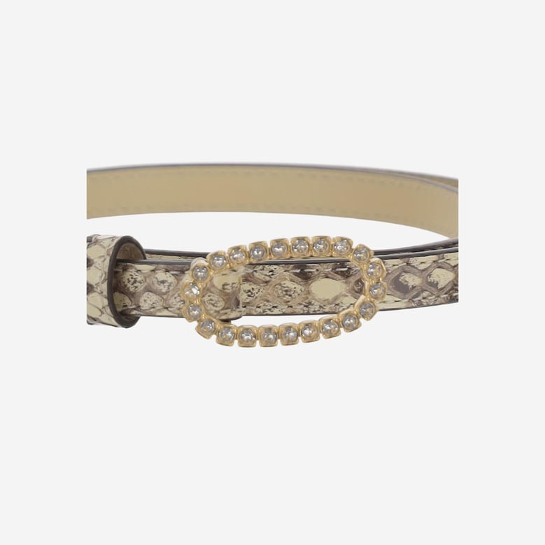 python leather belt with crystals by Selfnex