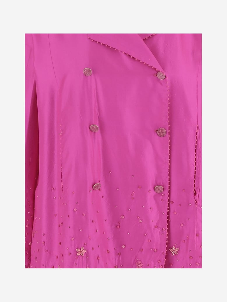 silk jacket double-breasted magenta by Selfnex