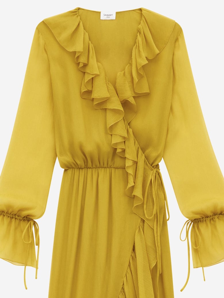dress, silk flounced, yellow by Selfnex