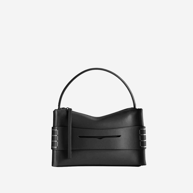 small leather loafer bag with logo by Selfnex