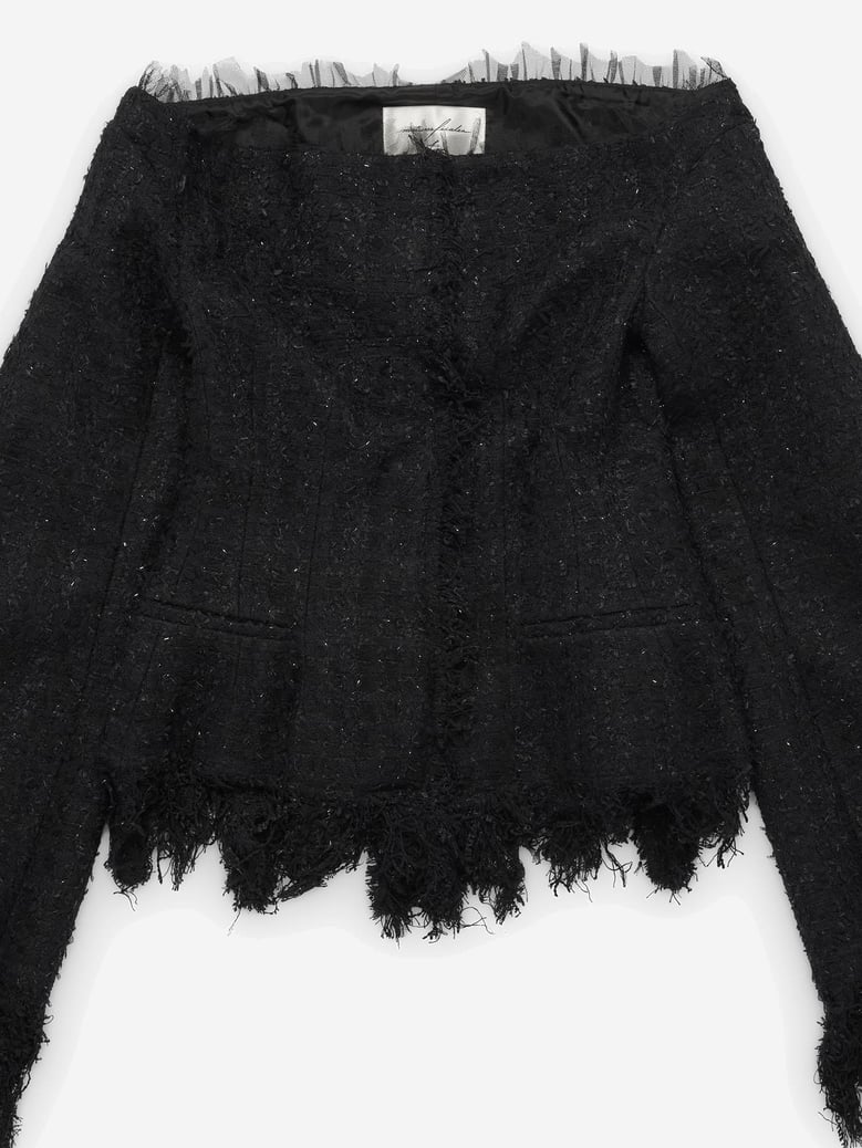 dress cotton blend black with fringed edges by Selfnex
