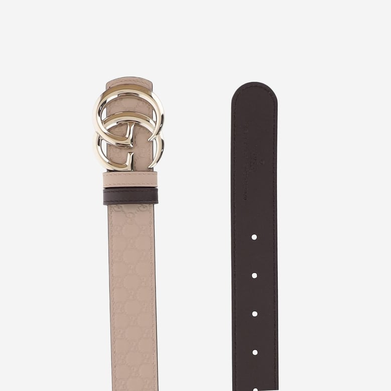 reversible leather belt with gg motif by Selfnex