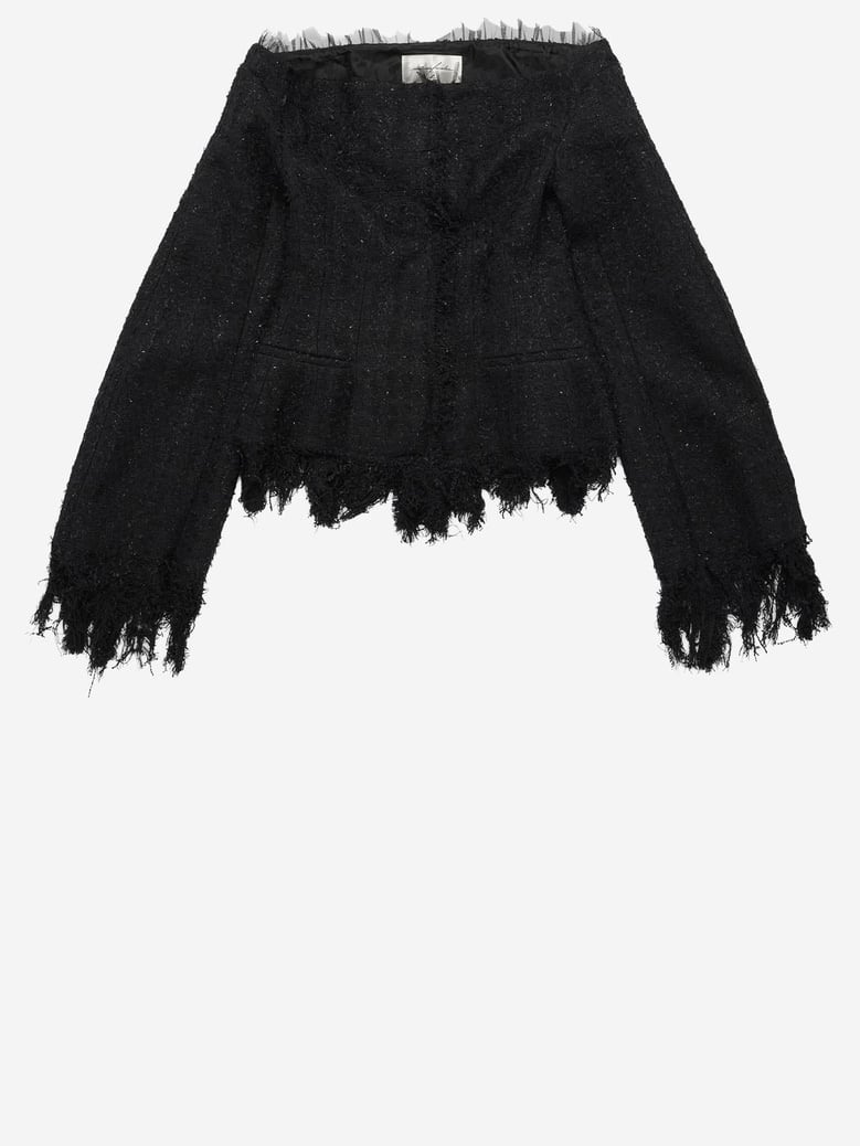 dress cotton blend black with fringed edges by Selfnex
