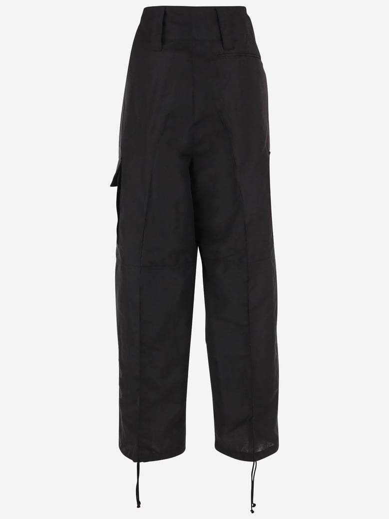 trousers over linen-blend black by Selfnex