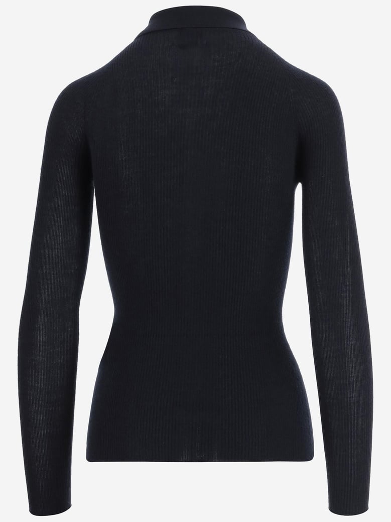 knitted polo shirt dark navy by Selfnex