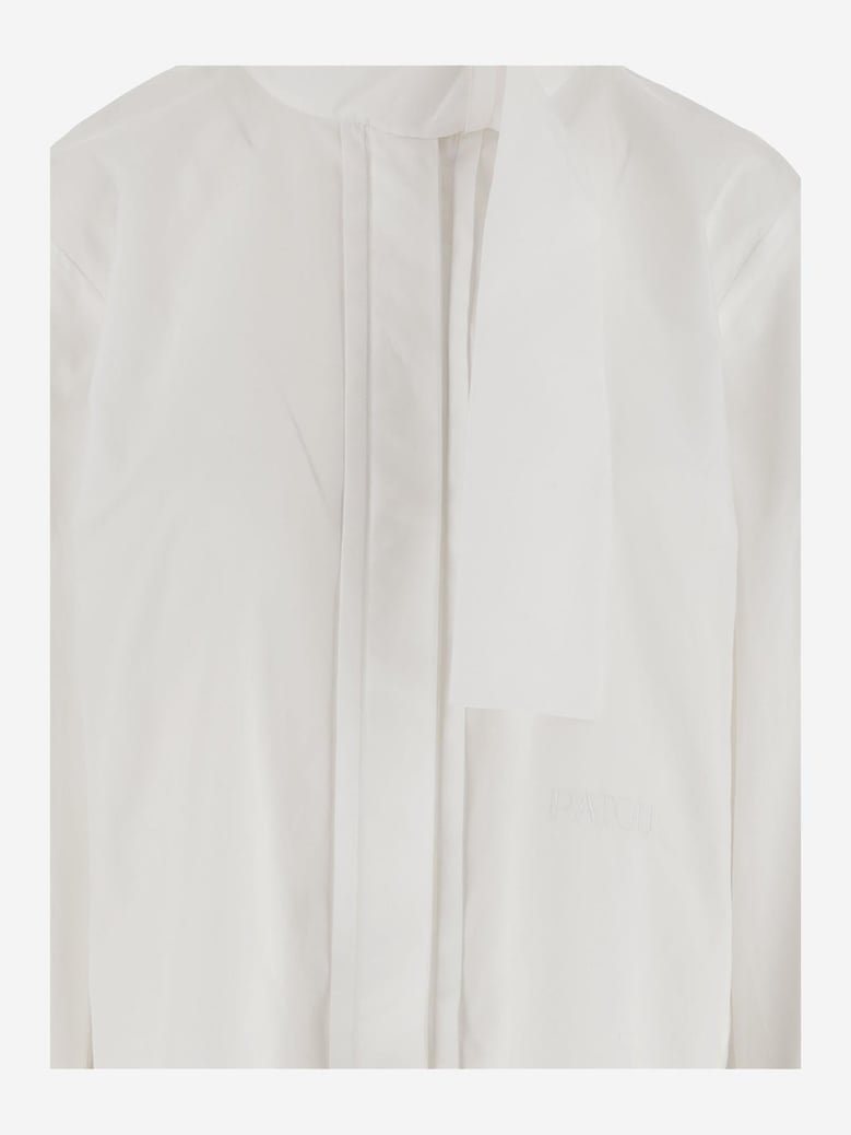 high collar cotton ascot shirt by Selfnex