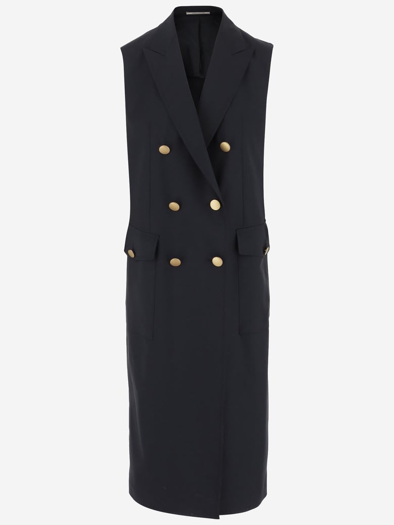 sleeveless double-breasted coat channah black by Selfnex