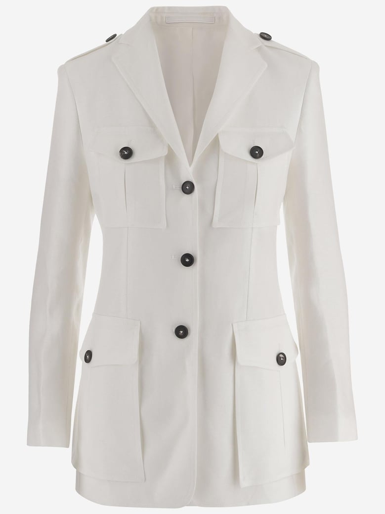 jacket single-breasted linen white by Selfnex