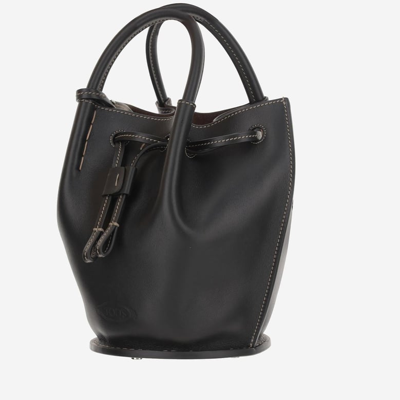 leather bucket bag black by Selfnex