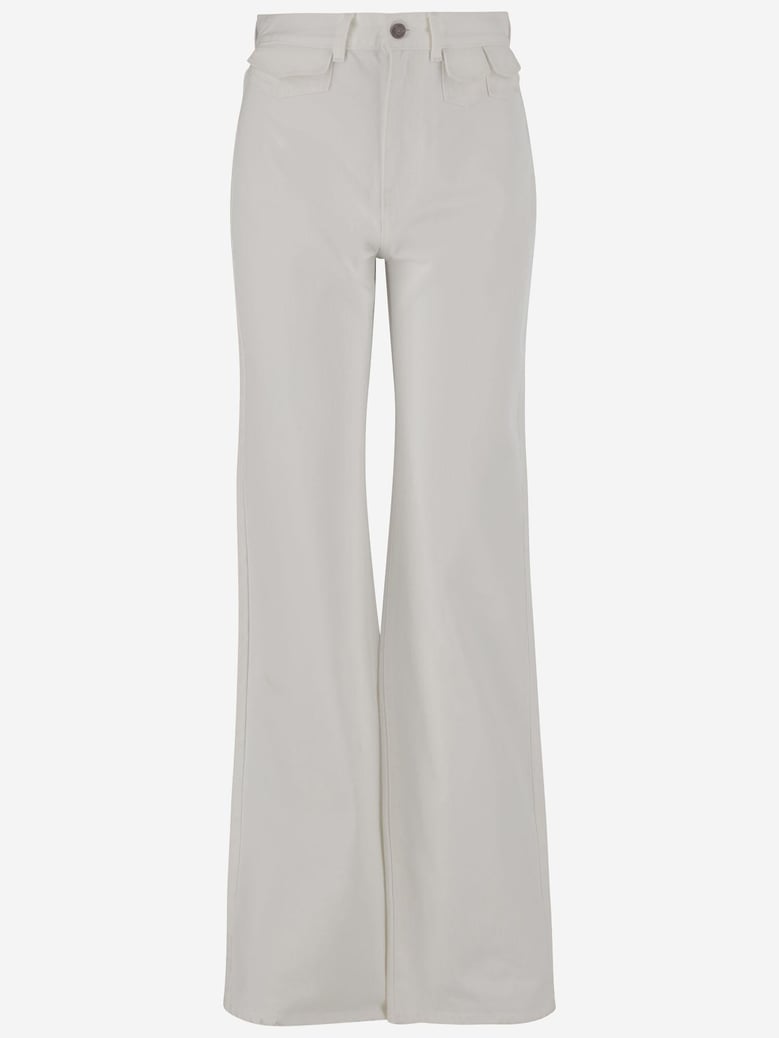high waist cotton flare jeans by Selfnex