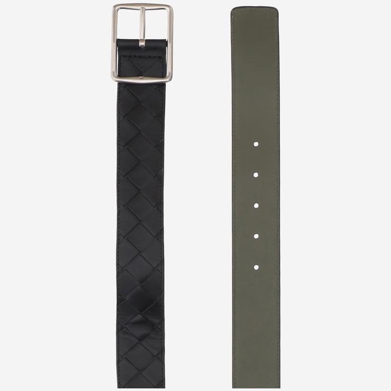 leather belt reversible black/green by Selfnex