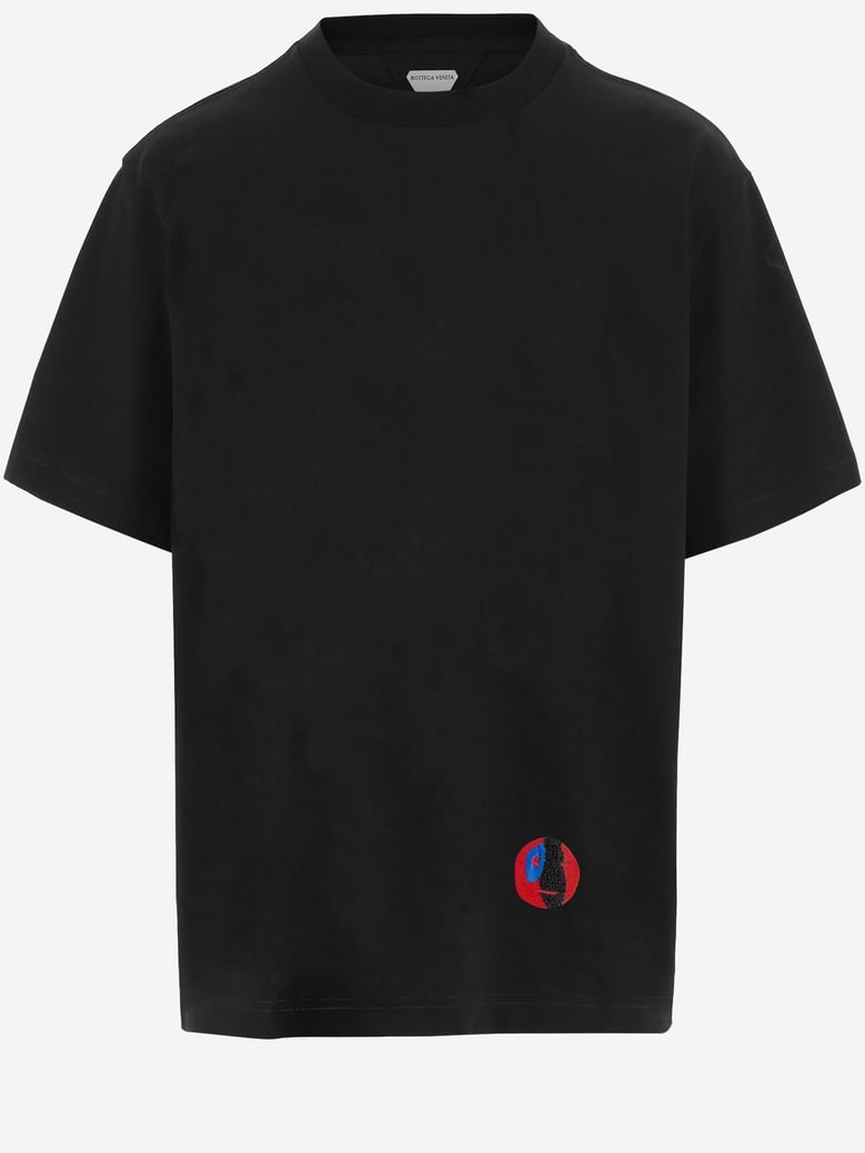 cotton t-shirt with embroidery, black by Selfnex