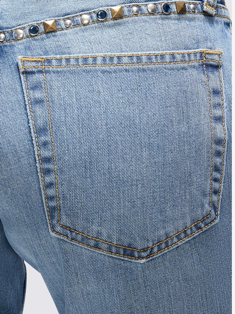 twisted mid rise bootcut jeans by Selfnex