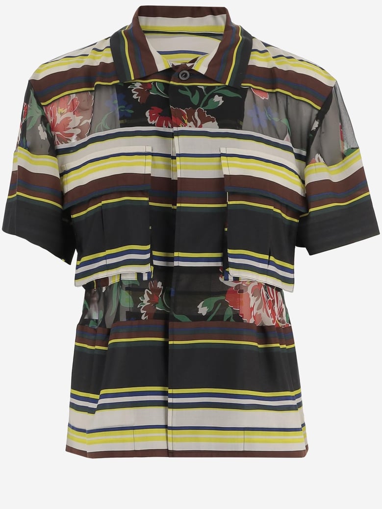 shirt striped nylon with sheer details by Selfnex