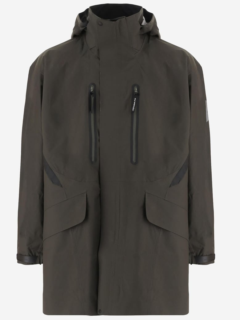 technical hooded jacket in khaki by Selfnex