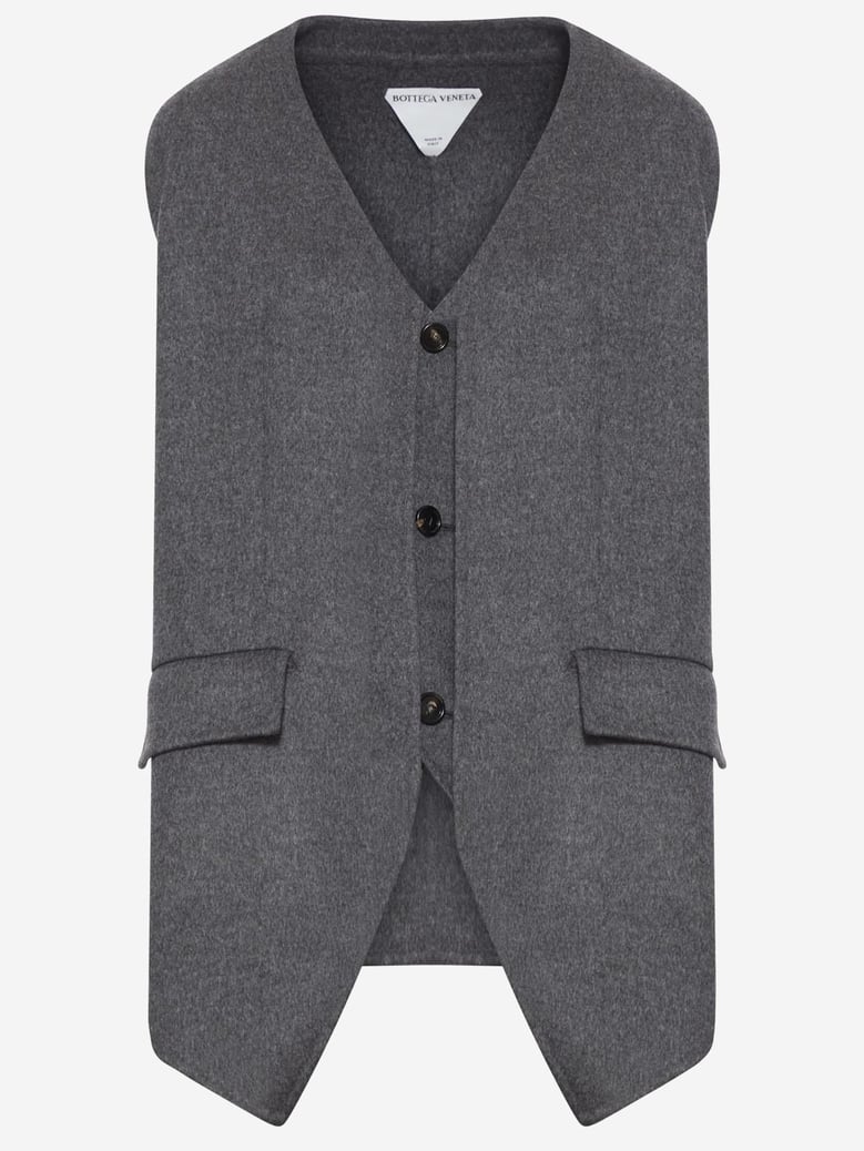 multi-layered wool vest in grey by Selfnex