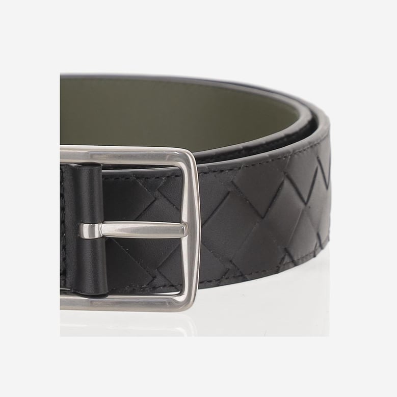leather belt reversible black/green by Selfnex