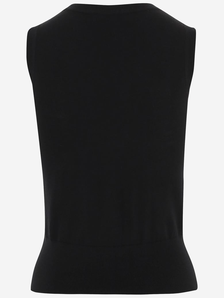 wool top with appliqué - black by Selfnex