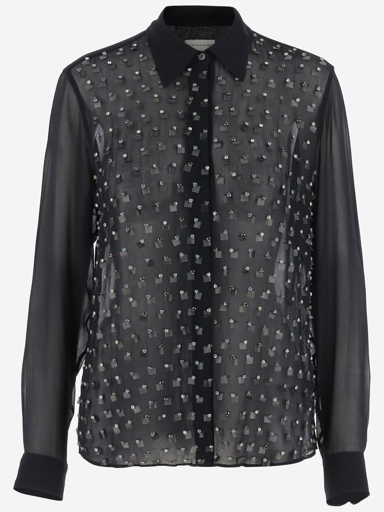 shirt decorated viscose navy by Selfnex