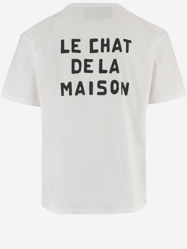 cotton t-shirt with le chat de la maison print by Selfnex