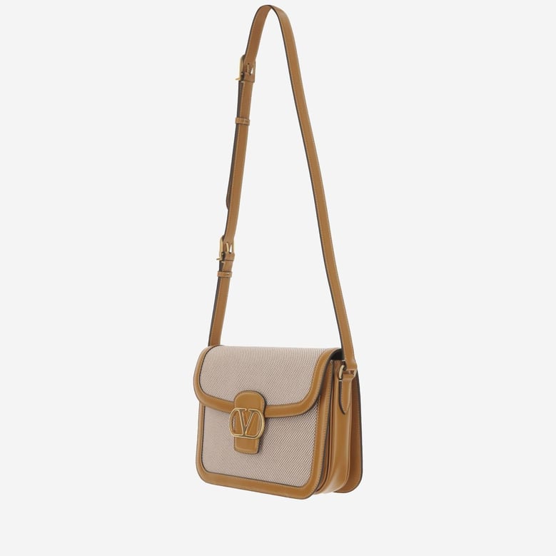 canvas shoulder bag with leather trim by Selfnex