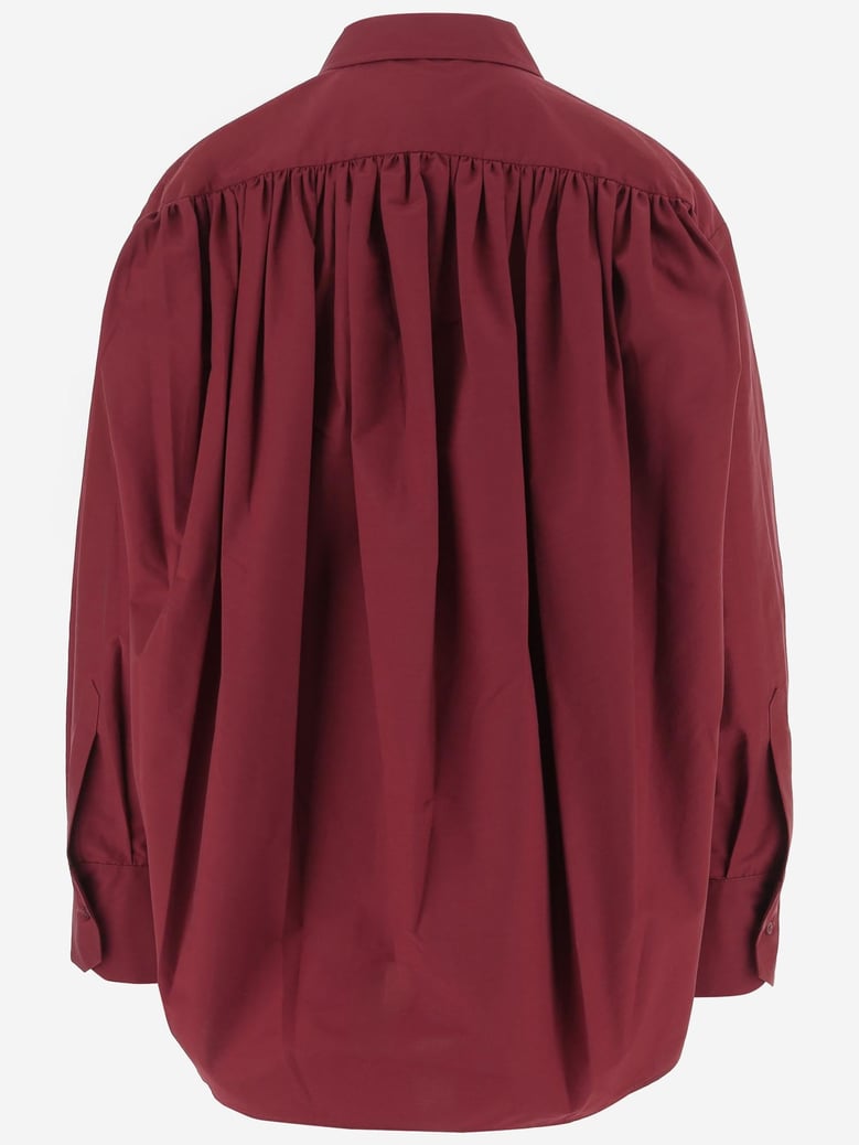 shirt with ruffled back red by Selfnex