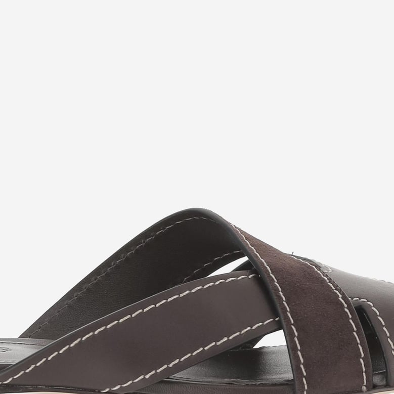 leather sandals with woven design by Selfnex
