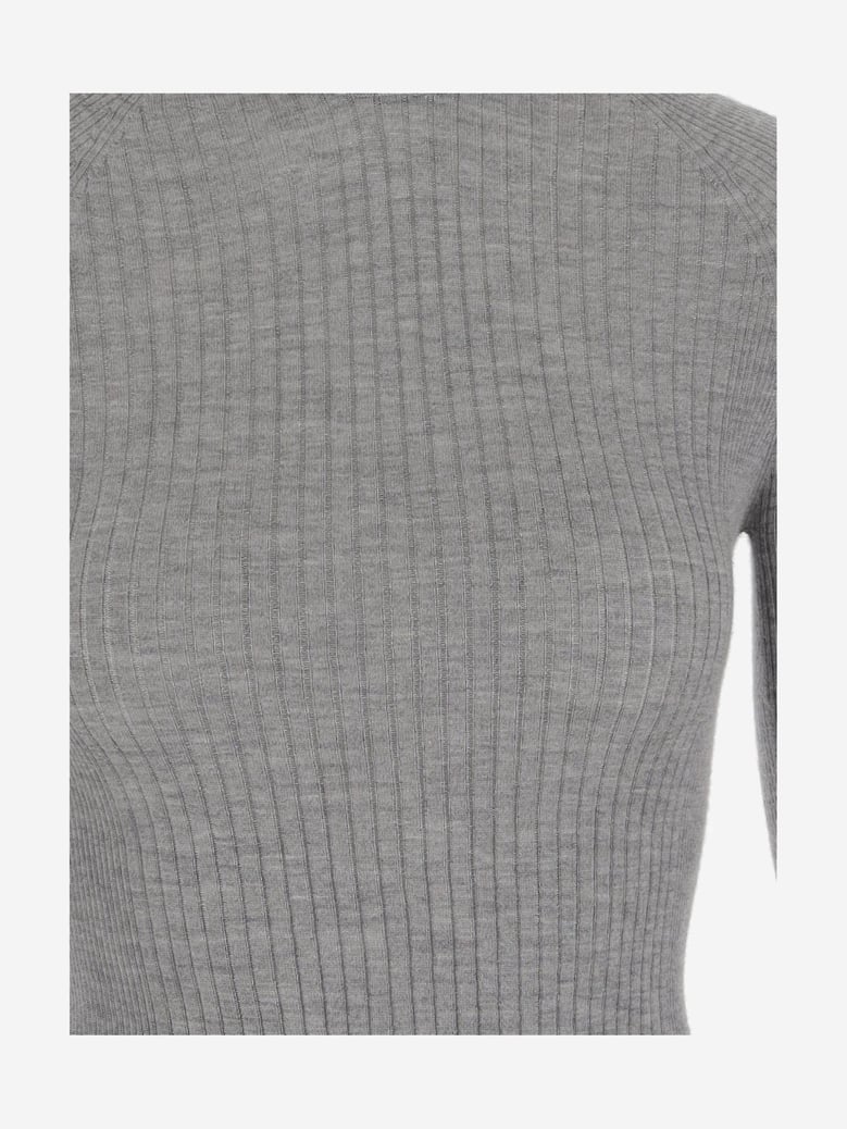 cashmere and silk rib knit sweater by Selfnex